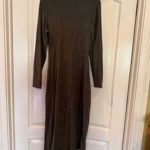 White House Black Market Long Sleeve Dark Brown Midi Dress